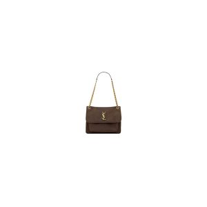 SUNSET MEDIUM CHAIN BAG IN CROCODILE-EMBOSSED SHINY LEATHER