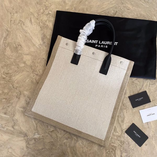 RIVE GAUCHE N/S SHOPPING BAG IN LINEN AND COTTON
