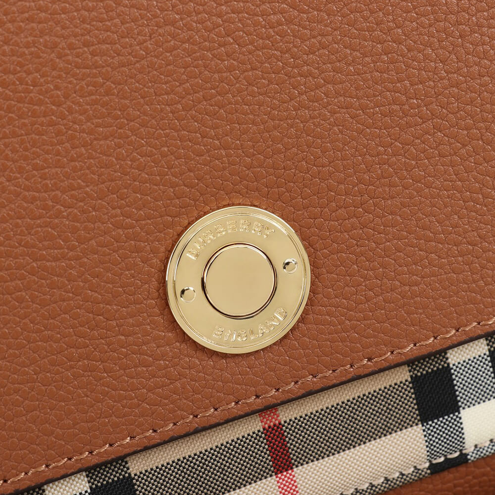 B**rry vintage check and leather note crossbody bag