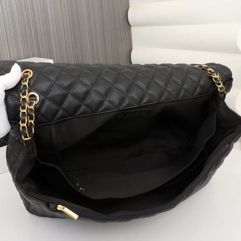 Ch*el travel flap bag black